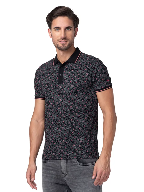 Being Human Regular Fit Men Polo Neck T-Shirts-Black